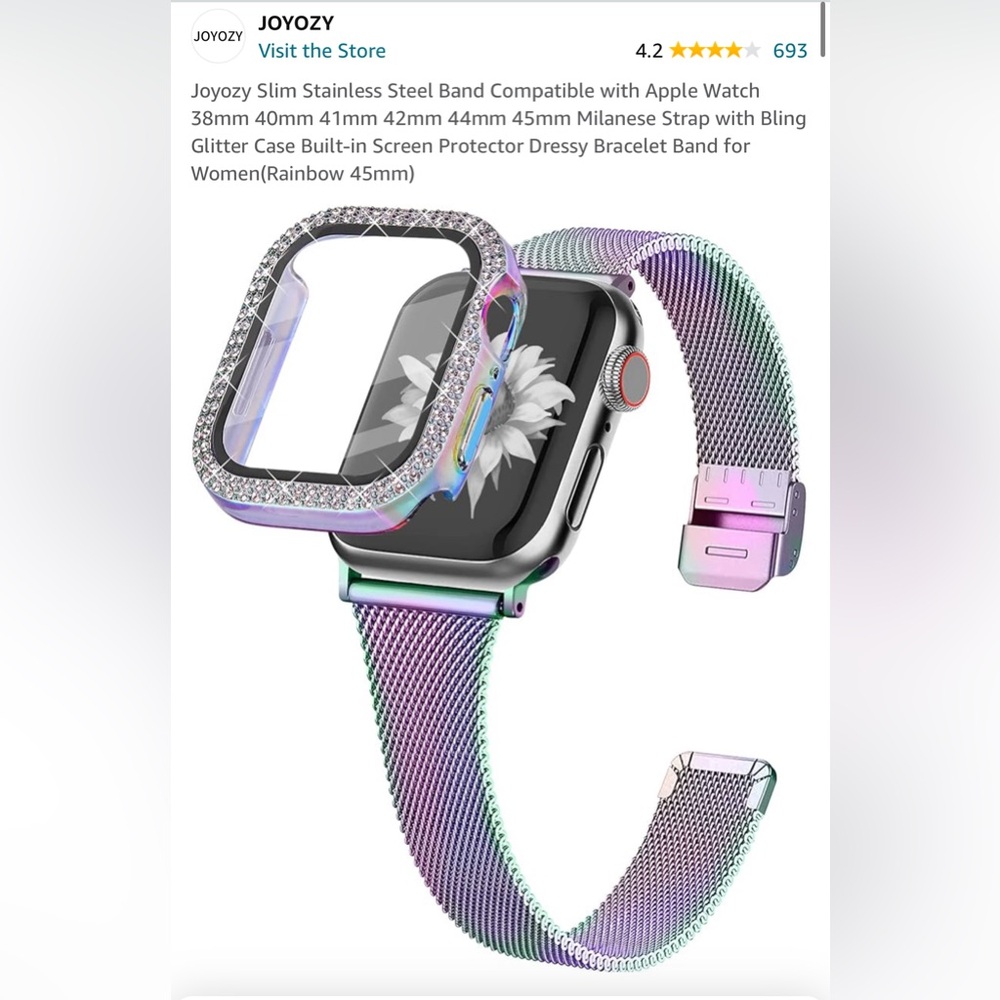 Joyozy Slim Stainless Steel Band Compatible with Apple Watch 45mm